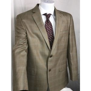 Michael Kors MK Gold Plaid SportsCoat Blazer - Men's 42R 52% Silk 48% Wool